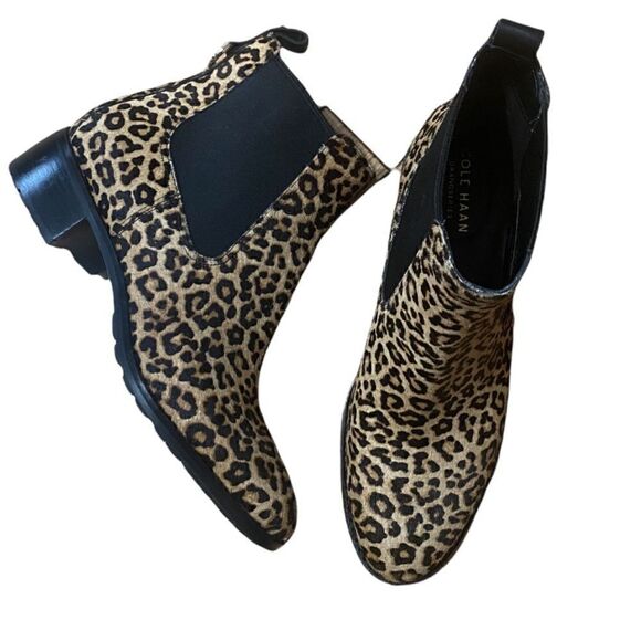 NWT Cole Haan Newburg Calf Hair Leopard Print Bootie - Picture 3 of 7